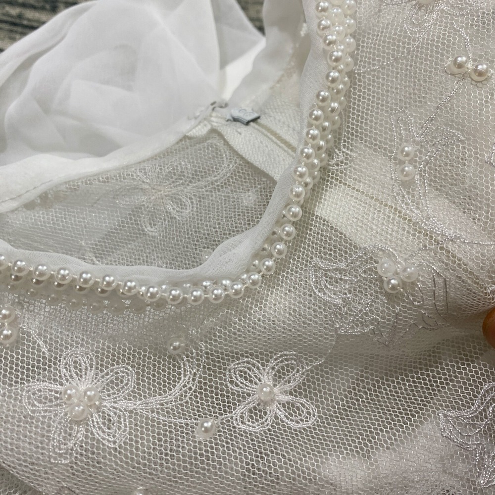 Alessandro Bridals Vtg 60s Union Wedding‎ Dress Beaded Lace Boho Hippie Chiffon - Picture 13 of 16